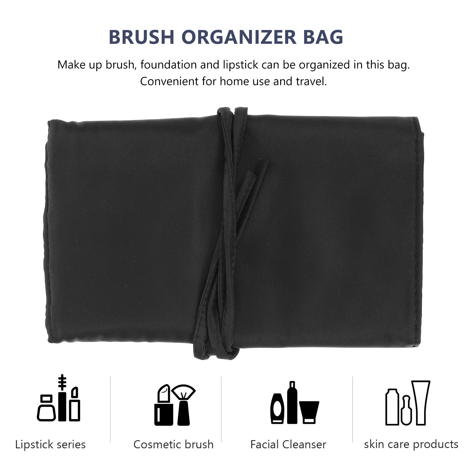 

Waterproof Nylon Makeup Brush Organizer Bag Foldable Roll Up Case For Artists Beginners Large Capacity Brush Holder