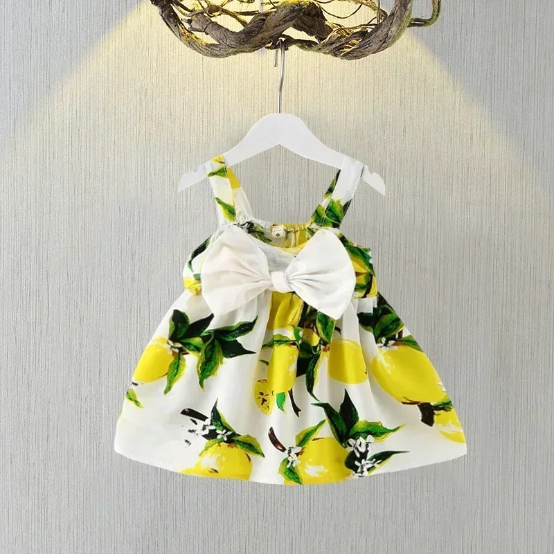 Summer Baby Girl Dress Lemon Print Newborn Infant Dresses Christening Gowns Princess Birthday Dress for Baby Girl