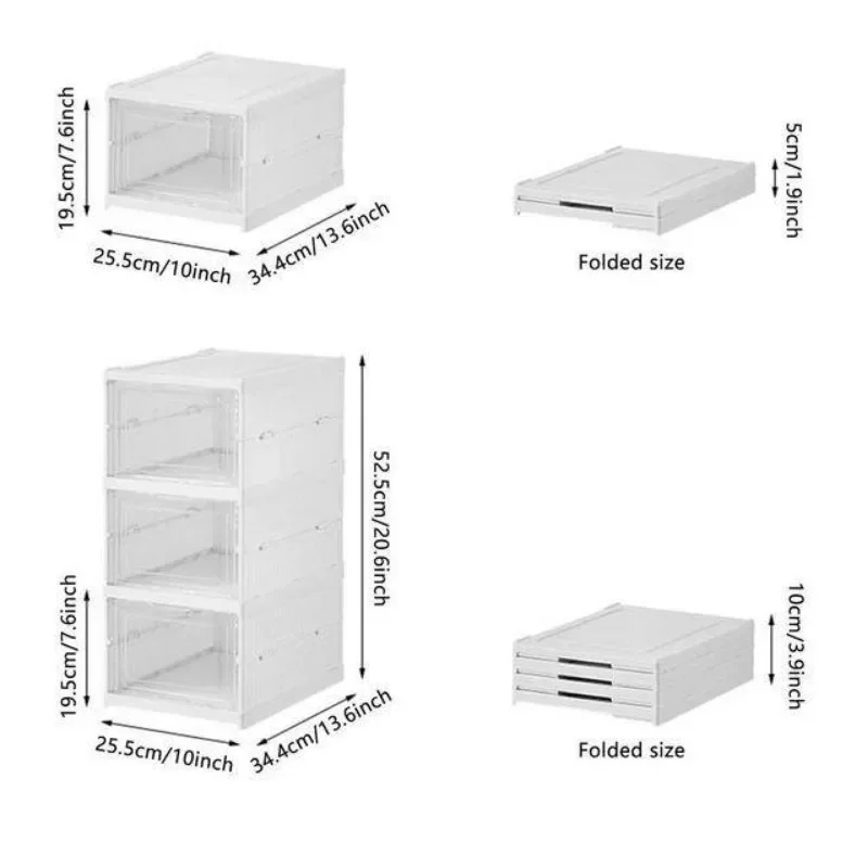 6 Layers Foldable Shoes Box Dustproof Thickened Plastic Sneaker Shoe Storage Box Stackable Cabinet Transparent Organizers Rack