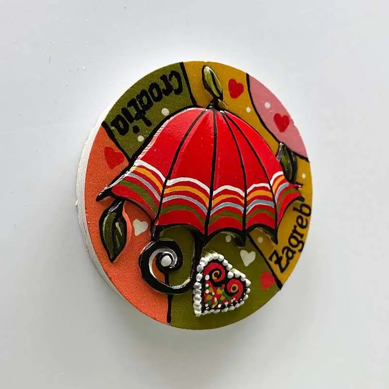 3D Resin Croatia Zagreb Fridge Magnets Imanes Aimants Frigo Decoración Hogar Calamita Cute Umbrella Heart Small Souvenir