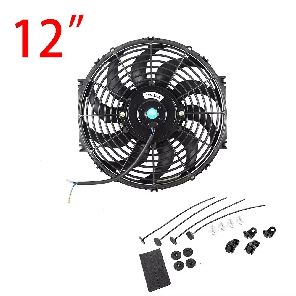 Universele 7/9/10/12/14/16 Inch 12V 80W 2100RPM Auto airconditioning Elektronische Radiator Koelventilator Blade Elektrische Cool Kit