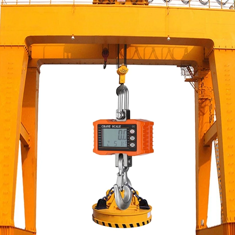 Digital Hanging Scale 1000Kg/ 2204Lbs Portable Heavy Duty Crane Scale LCD Backlight Industrial Hook Scales Unit Change