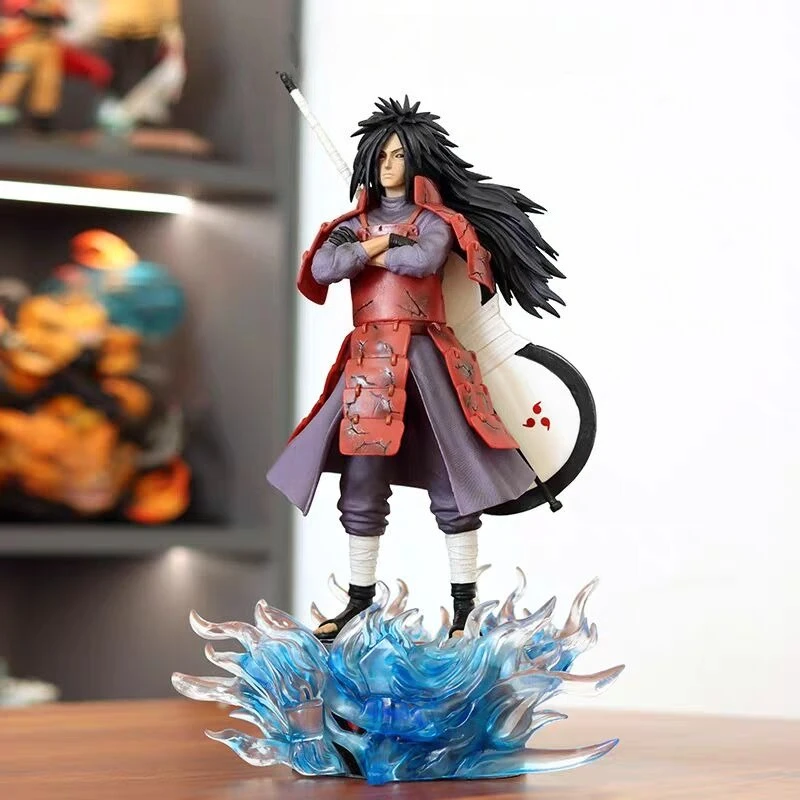 43 cm Naruto Anime Figuur Uchiha Madara Action Kan Glow Figuur Anime Collection Serie Desktop Ornamenten Vakantie Cadeau Kind Speelgoed