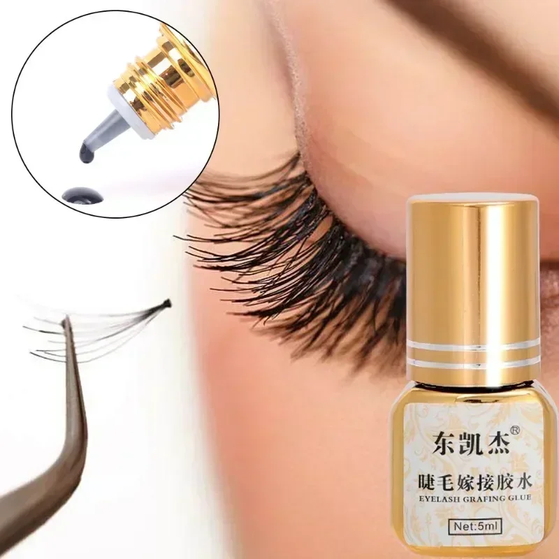 Black Grafted Eyelash Glue 5ml Waterproof Quick Drying Lasting Semi-Permanent No Irritant Eyelashes Extension Glue Makeup Tools