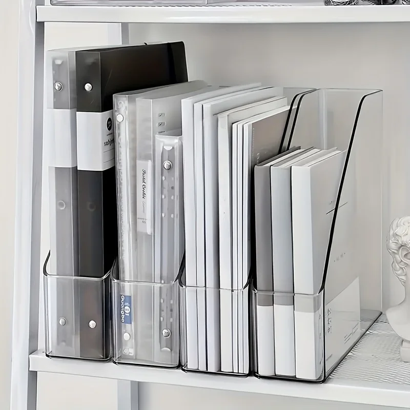Transparent acrylic bookshelf, book stand storage, can accommodate notebooks, A4 paper, envelopes, file and magazine organizing