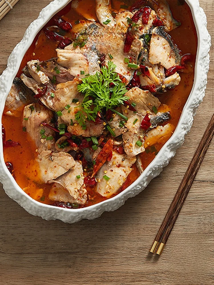 

Тарелка Cerc Fi Plate в скандинавском стиле, длинная овальная, ручной работы, глубина 5 см, для морепродуктов, для отелей и ресторанов, универсальное использование