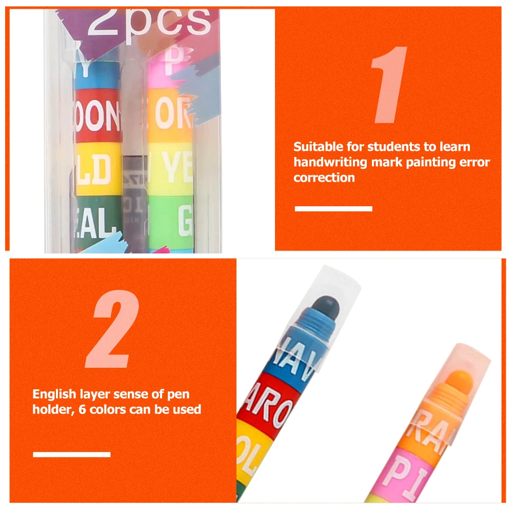 

2 Pcs Highlighter Markers for School Multipurpose Pens Bible Highlighters Retro Color Fashionable Plastic Note Simple Student