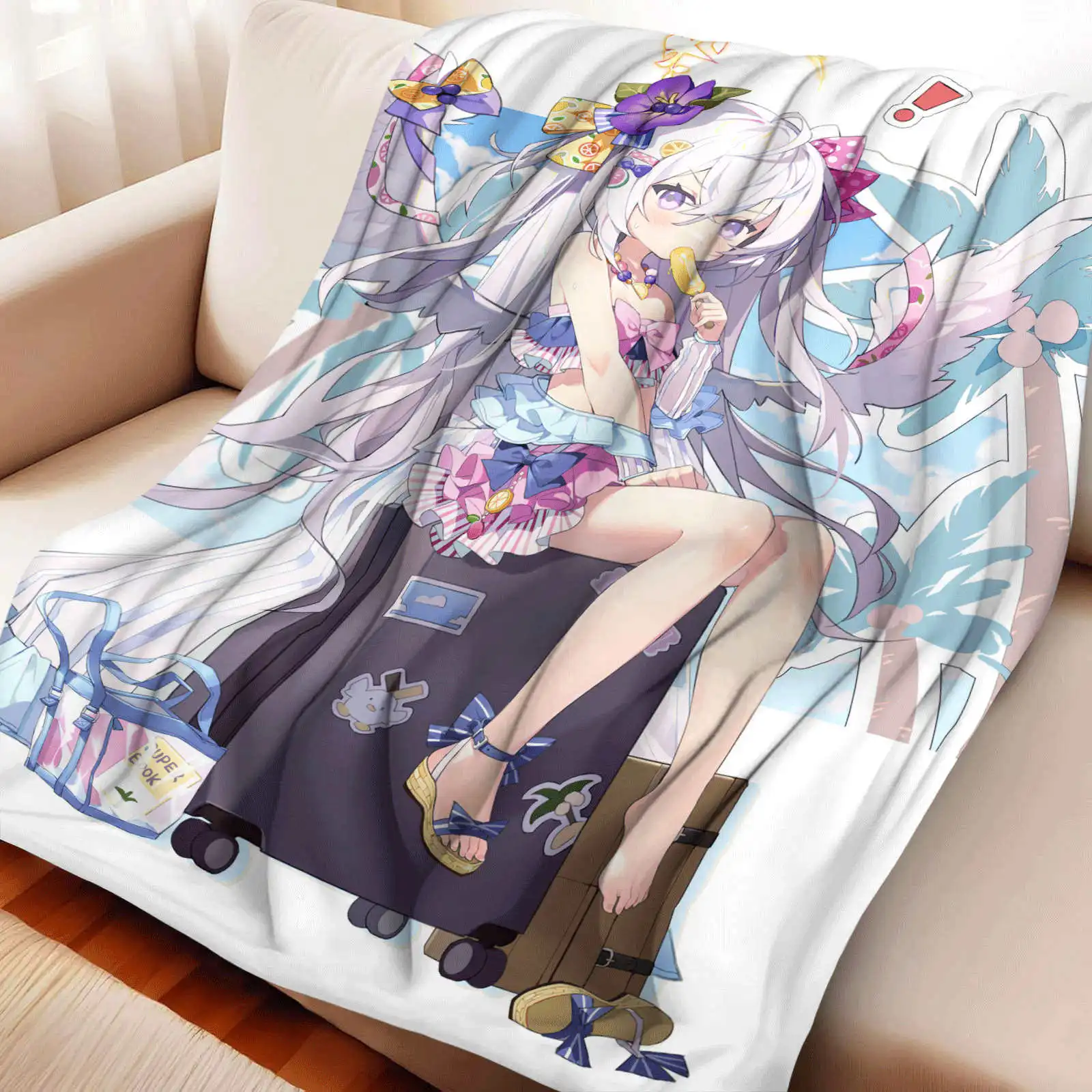 blue archive Baizi Prefecture Blanket Plush Nap Sofa rug for Living Room Warm Office Bedroom Birthday Home Travel Kid Gifts