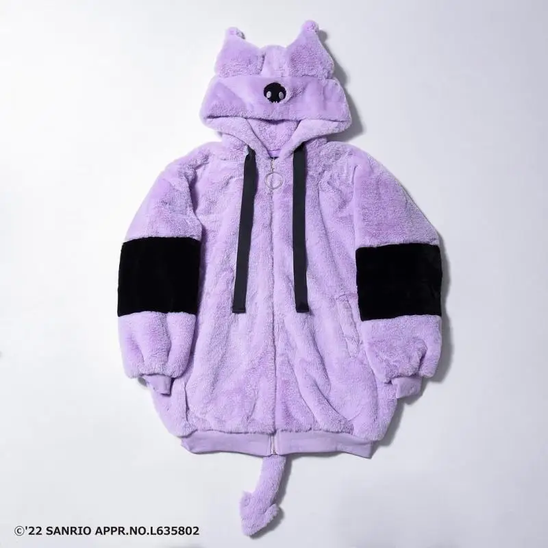 Anime Sanrios Kuromi femmes veste moelleuse à capuche avec oreilles de lapin japonais Y2K filles manteau en fausse fourrure mignon surdimensionné vêtements d'extérieur cadeaux