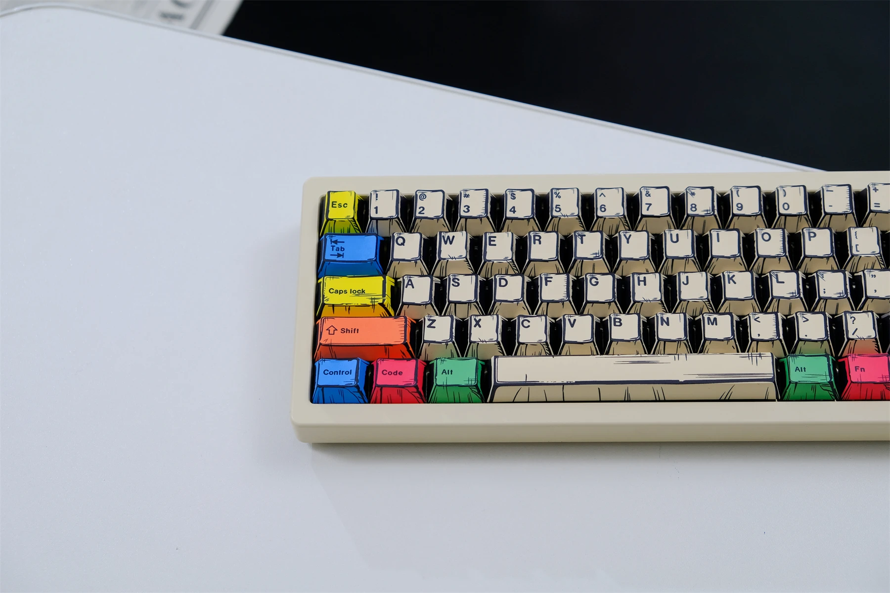 قماش كاريكاتير أغطية المفاتيح العميقة PBT الأصلية غطاء لوحة المفاتيح الميكانيكية عالية التسامي غزلان في حالة سكر، المطر 75 #5