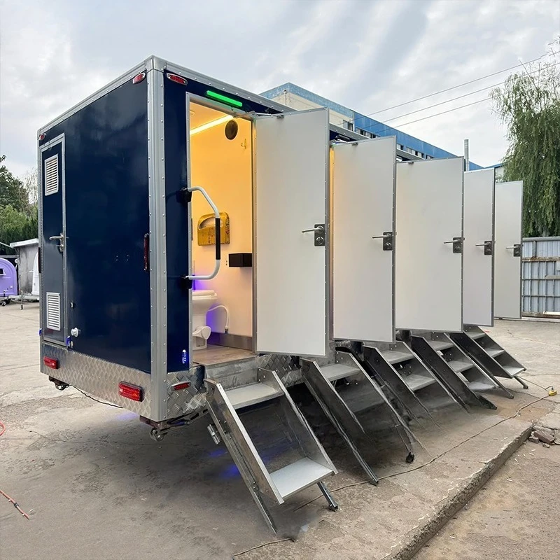 Mobile 2 Axle Portable Travel Shower Toilets Mobile Plastic Toilets Washroom Trailer