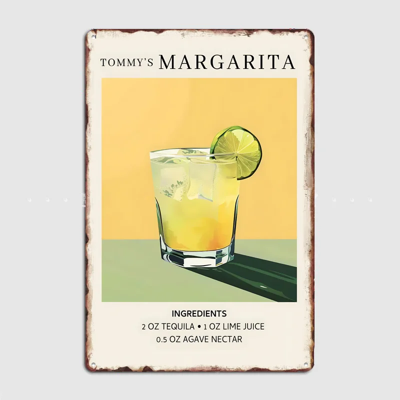 Tommy's Margarita Recipe Drink Poster Retro Metal Custom Sign Pub Club Room Decoration Bar Posters Indoor Home Wall Decor