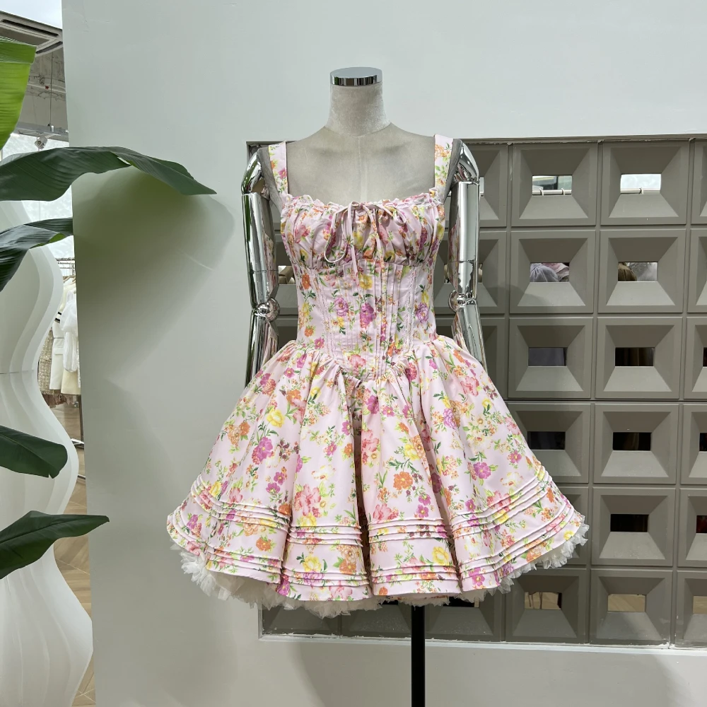 Zomer A-lijn Damesjurken Vierkante Hals Mouwloos Hoge Taille Designer Jurk Damesmode Sexy Party Vrouwen 2025, Nieuwe Stijl