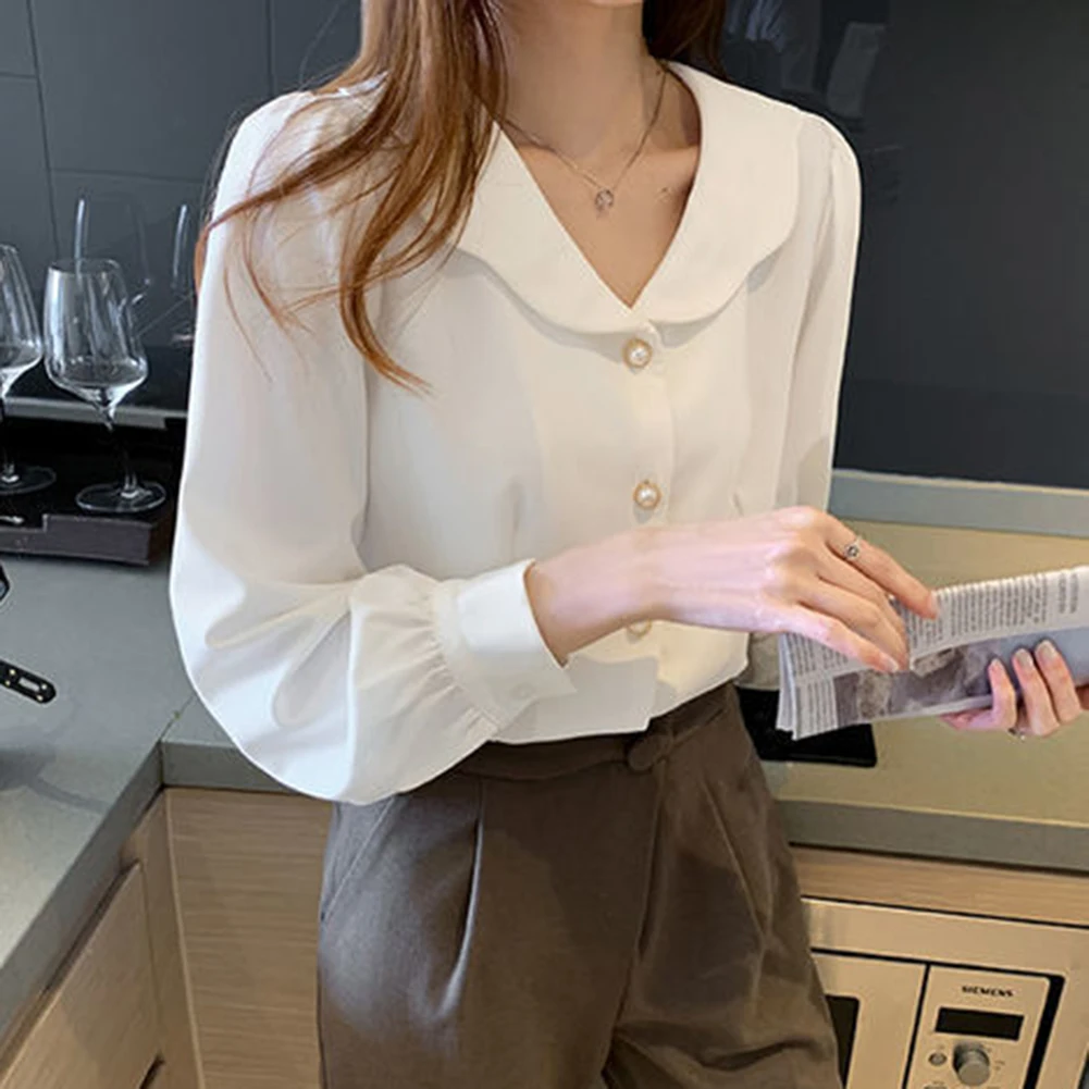 

Повседневная белая рубашка с детским воротником, женская рубашка для весенних каникул, блузка, рубашка для повседневной носки, применимая для отпуска