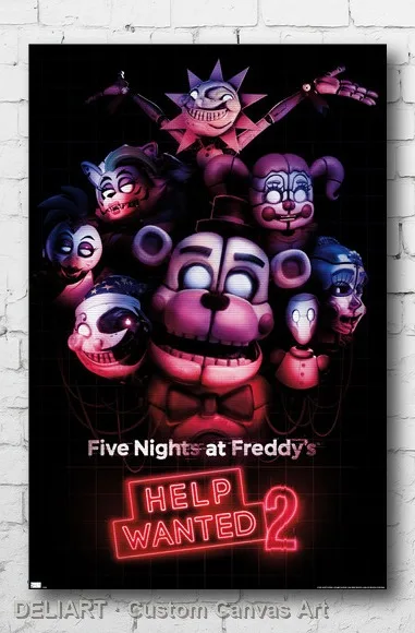 

FIVE NIGHTS AT FREDDY'S: HELP WANTED 2 - KEY ART Canvas Poster Custom Size Available Room Decoration Home Decor Wall