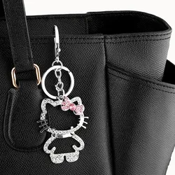 Sanrio Kawaii Hello Kitty uroczy kryształowy murowany brelok dziewczyny metalowy plecak pierścień wisiorek koreański breloczek do kluczy Kuromi