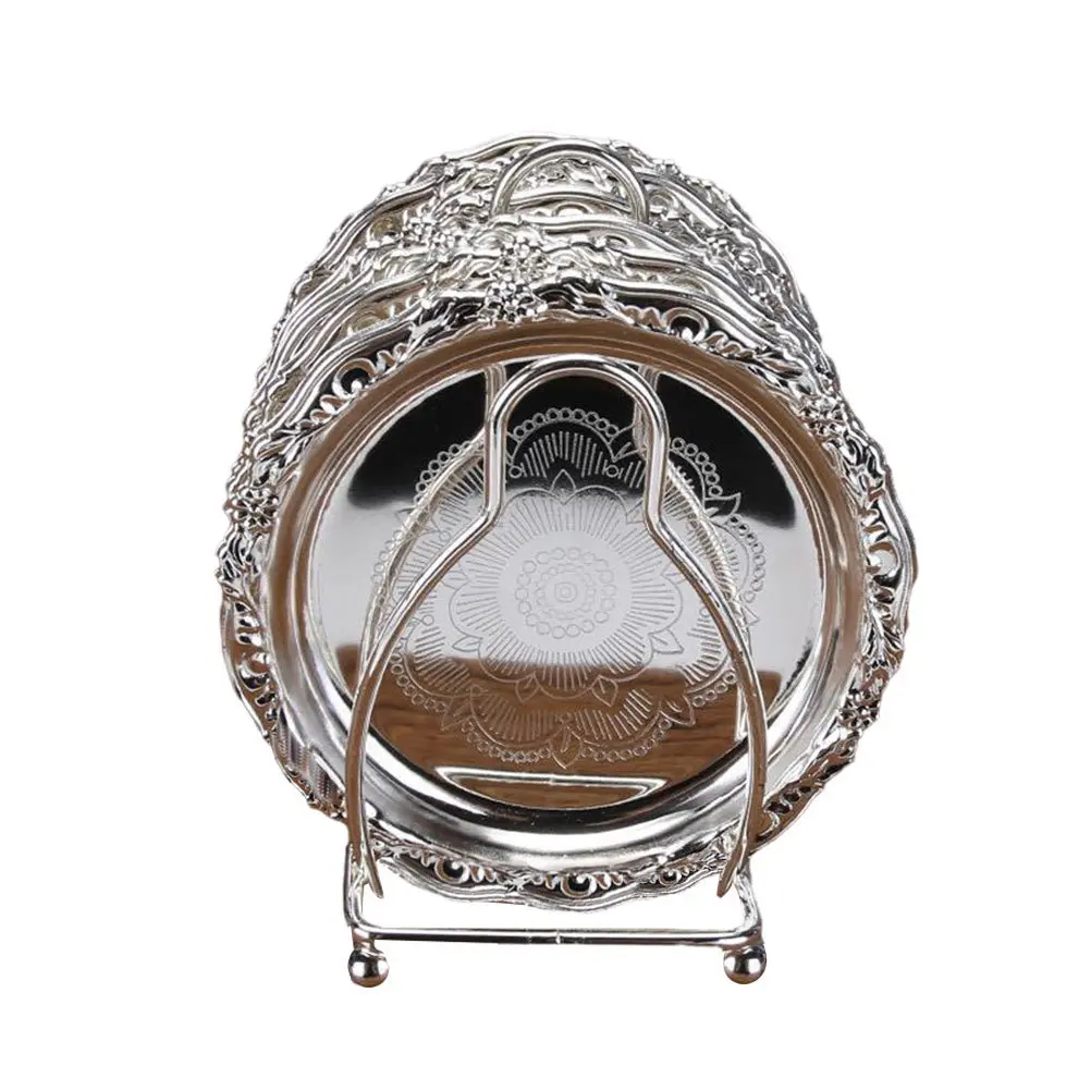 

1Set Metal Fruit Tray Luxury Exquisite Food Serving Dish Snack Plate Creative Organizer Dessert Display Home Tableware