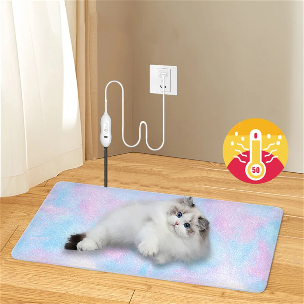 

Изоляционный коврик с подогревом для домашних животных, электрическое одеяло с постоянным подогревом для кошек, водонепроницаемое флисовое одеяло для щенков, устойчивое к укусам