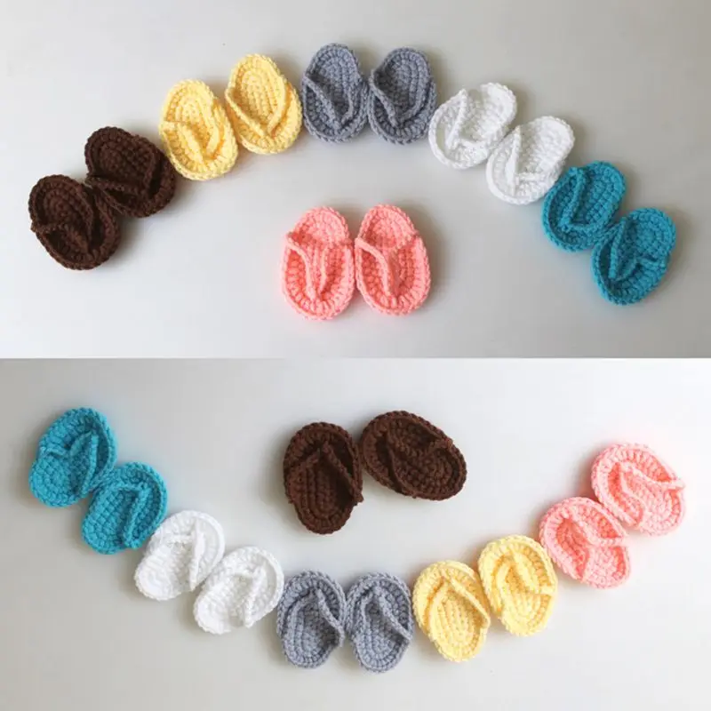 Infant Baby Slippers Newborn Photography Props Handmade Slippers Mini Crochet Baby Photo Props Shoes Newborn Accessories A2UB