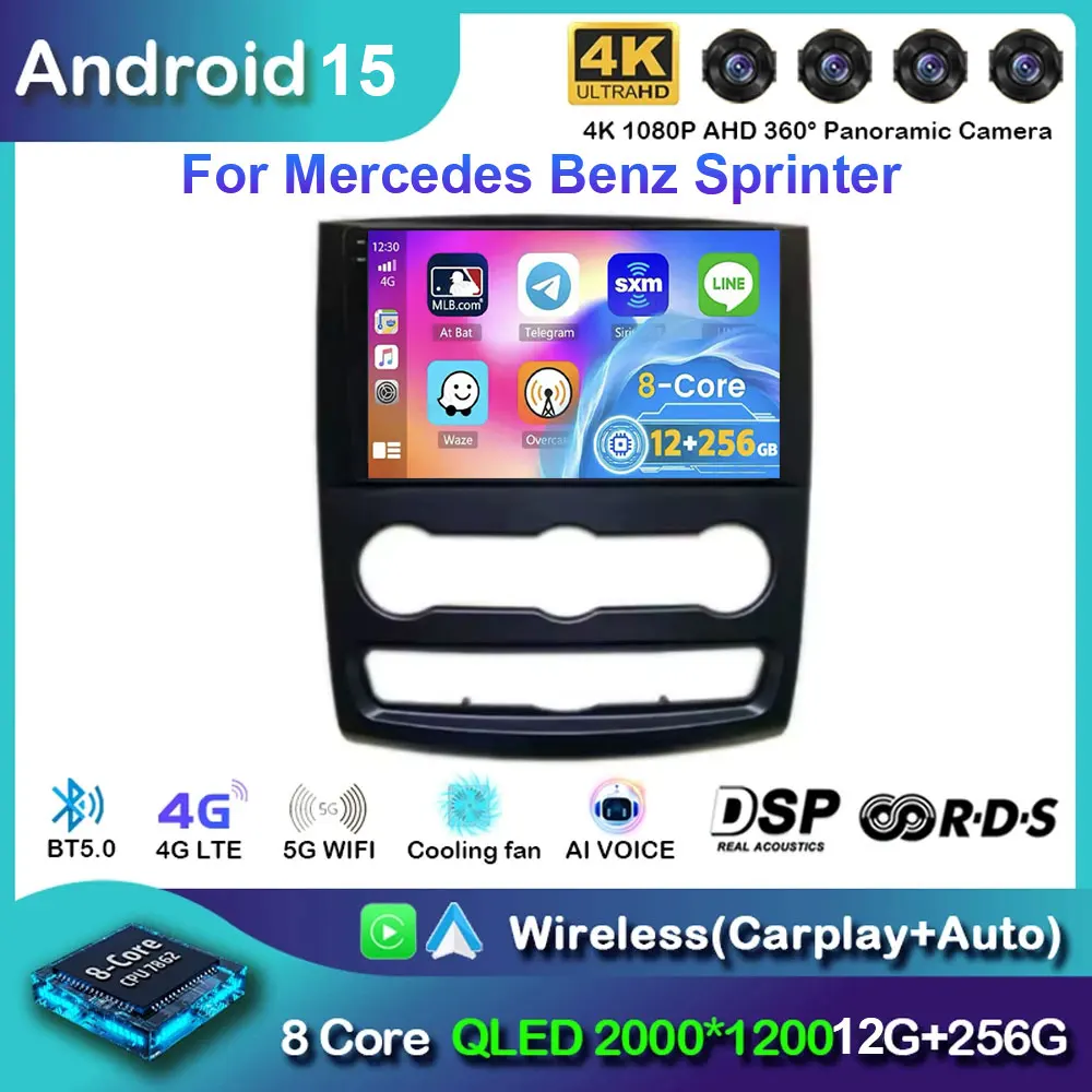 10' Android 16 For VW Crafter For Mercedes Benz Sprinter Car Radio Multimedia Video Player GPS Stereo CarPlay+auto WIFI+4G DSP view 3