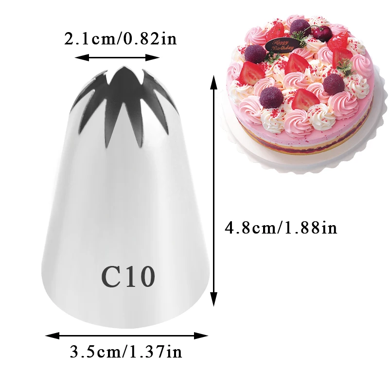 #C10 #C9 #C8 Large Stainless Steel Pastry Nozzles Icing Piping Tips Cream Rose Cake Decorating Cupcake Kitchen Baking Tools