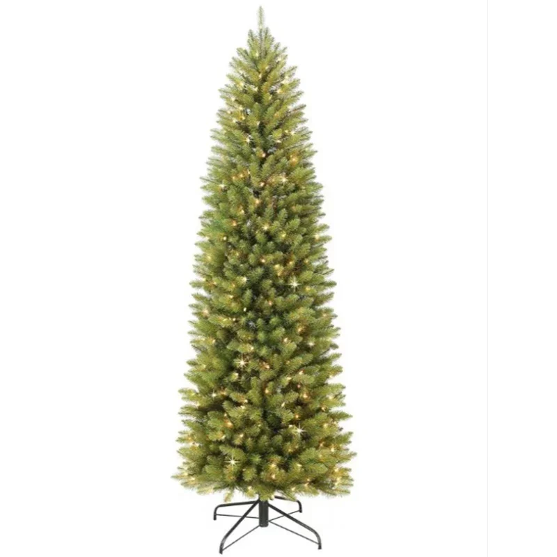 

For Artificial PVC Christmas Tree With Led Lights Green Pointed Thin Long Pen Pole Indoor And Outdoor Supplies New 150CM to 210C