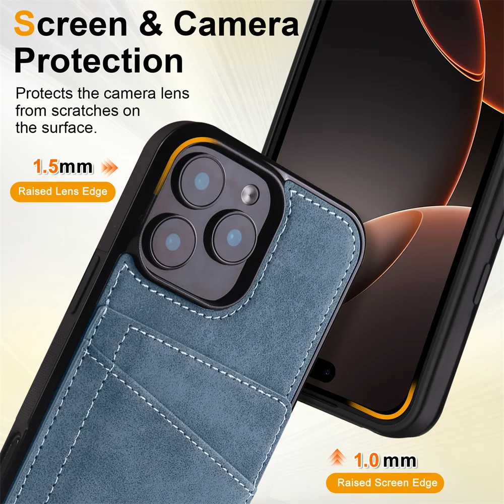 Luxury Leather Case For iPhone 16 15 14 13 12 11 Pro Max Case Cover For iPhone 16 15 14 Plus IP 16E 17 Air Phone Case Flip Cover - náhled 5