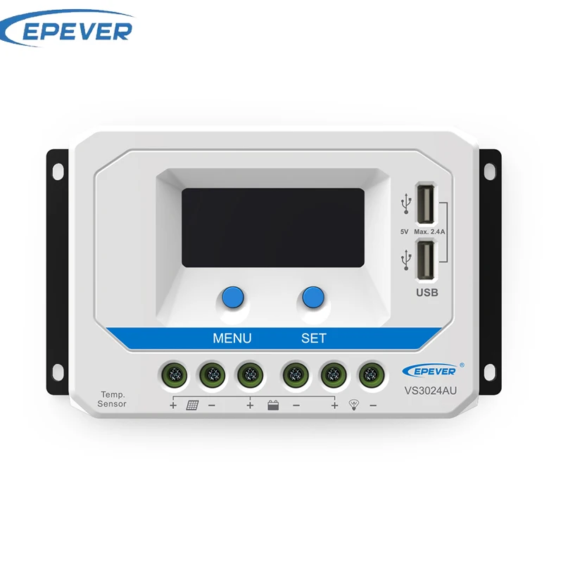 

Контроллер солнечного зарядного устройства EPEVER VS3024AU 12 В 24 В с подсветкой ЖК-дисплея, двойной USB-регулятор фотоэлектрического зарядного устройства для солнечной дома