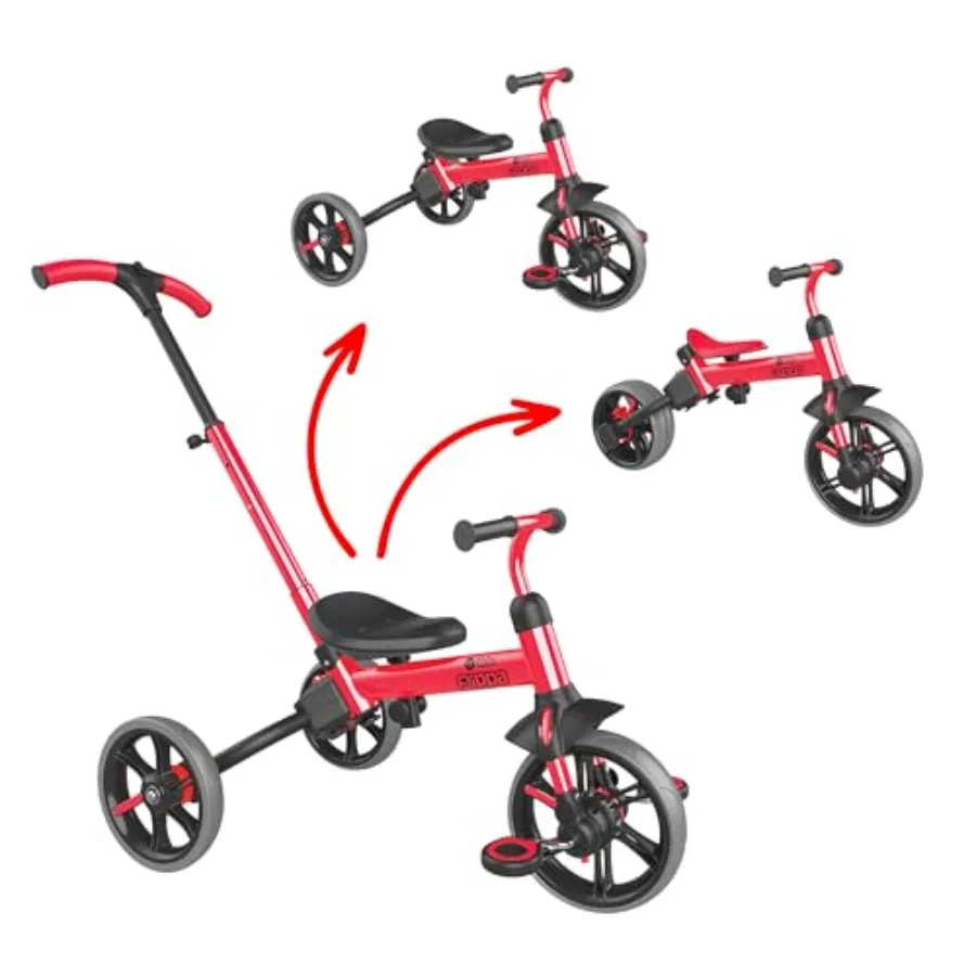 

Детский трехколесный велосипед Yvolution 3 в 1 Y Velo Flippa с ручкой для родителей, для мальчиков и девочек 2-5 лет