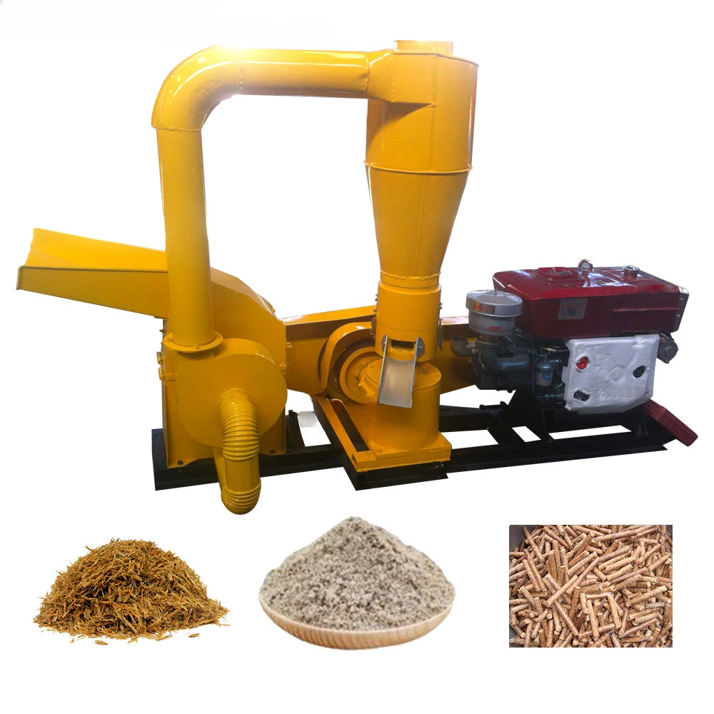 Automatic 100-150kg/h 22hp Diesel Combined Type Hammer Mill With Wood Pellet Press Pellet Making Machine Crusher