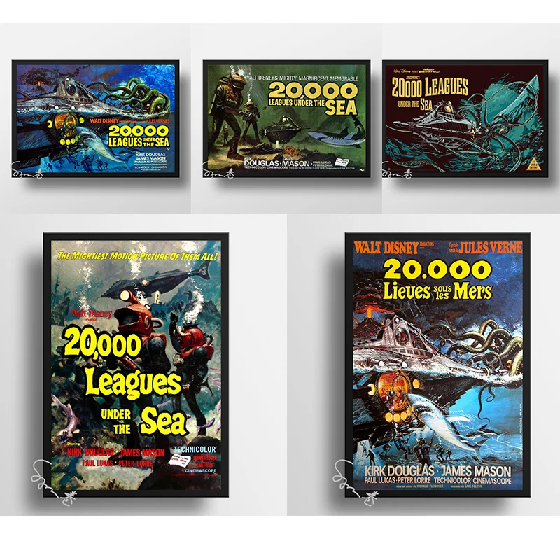 20000 Leagues Under The Sea Canvas Poster Classic Movie Book Cover Poster Bar Cinema Wall Decoration Wall Art Picture for Kids