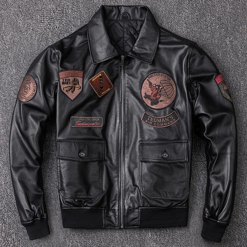 Plus Size 5XL Men’s Biker G1 Air Force Pilot Jacket Genuine Leather Sheepskin Thicken Warm Vintage Classic Coat 5 Plus Size 5XL Men's Biker G1 Air Force Pilot Jacket Genuine Leather Sheepskin Thicken Warm Vintage Classic Coat 5