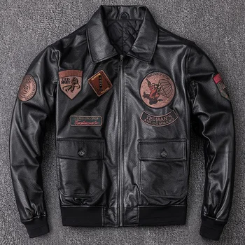Plus Size 5XL Men's Biker G1 Air Force Pilot Jacket Genuine Leather Sheepskin Thicken Warm Vintage Classic Coat 5 Plus Size 5XL Men's Biker G1 Air Force Pilot Jacket Genuine Leather Sheepskin Thicken Warm Vintage Classic Coat 5