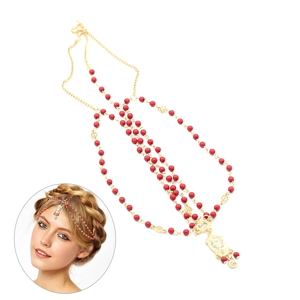 

Pearl Headband Women Headdress Vintage Gothic Bride Hair Accessory Elegant Wedding Party Hairstyle Decorative Chain
