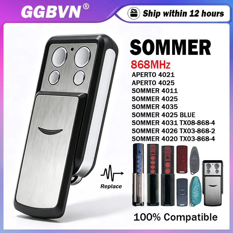 Newest SOMMER Slider 4031 TX08-868-4 868.8MHz Electric Gate Remote Control For SOMMER 4035 4011 4025 4021 Garage Door Opener