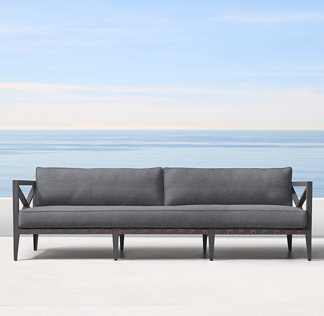 

Для алюминиевой садовой роскошной мебели, 4-х предметный длинный диван, журнальный столик, металлический диван, набор