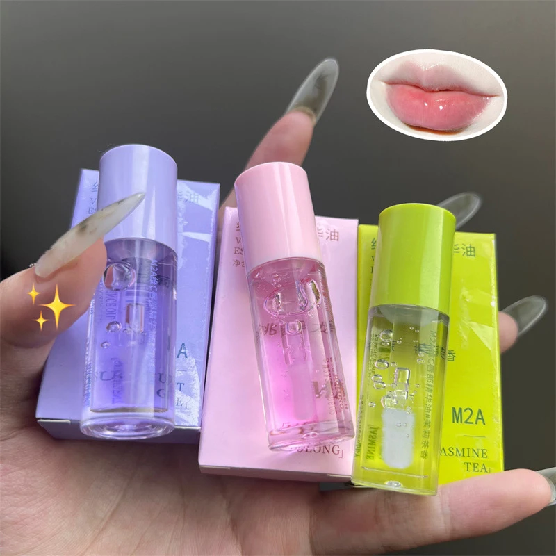 1pc Fruit Lip Oil Lip Moisturizing Transparent Water-Glossy Mirror Finis Non-Stick Lip Tint Lasting Cosmetic Liquid Lip