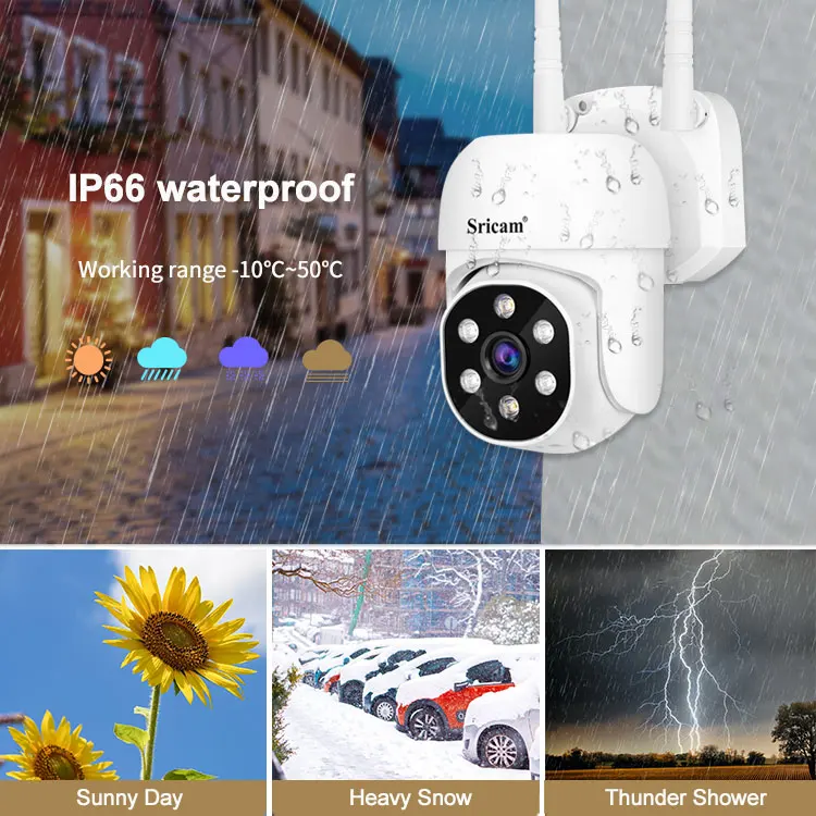 Srihome SP030 2MP PTZ Wifi IP Camera 350°+90° 3X Zoom AI Human Detect Wireless Surveillance CCTV Cameras Security Protection Cam