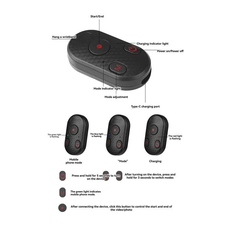 L62A بلوتوث للتحكم عن بعد للكاميرا 65Ft المدى مصراع الزناد آيفون 12-16 برو ماكس ، ل Gopro 8-12 ، أندرويد