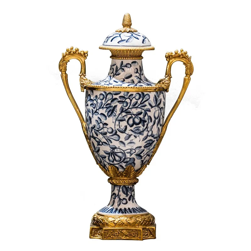 

Retro light luxury entrance wine cabinet dining side cabinet decoration ornament living room brass classical high-