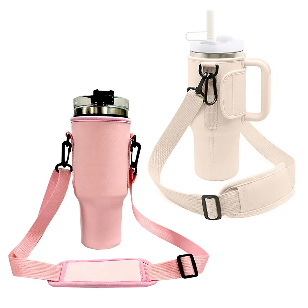 40oz Water Bottle Carrier Bag for Stanley Cup with Adjustable Shoulder Strap Neoprene Water Bottle Sling Bag Sleeve Holder