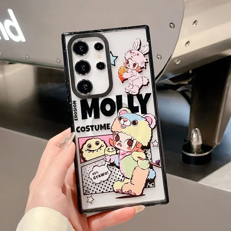 

Cartoon Doll Magnetic Acrylic Black Border Case for Samsung Galaxy S22 S23 S24 Ultra S24+ S24 Plus Cover Case