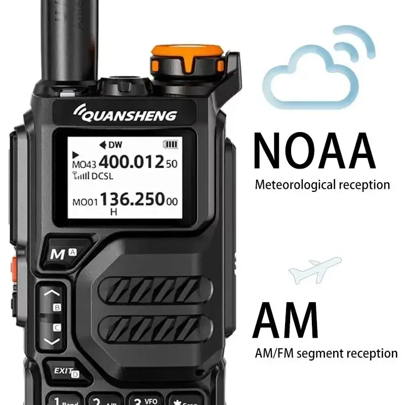 Quansheng-Walkie Talkie de banda dupla de ar de longo alcance, UV-K5, rádio bidirecional, alta potência, 1600mAh, portátil, 200 canais, cabo TPYE-C gratuito, 5W