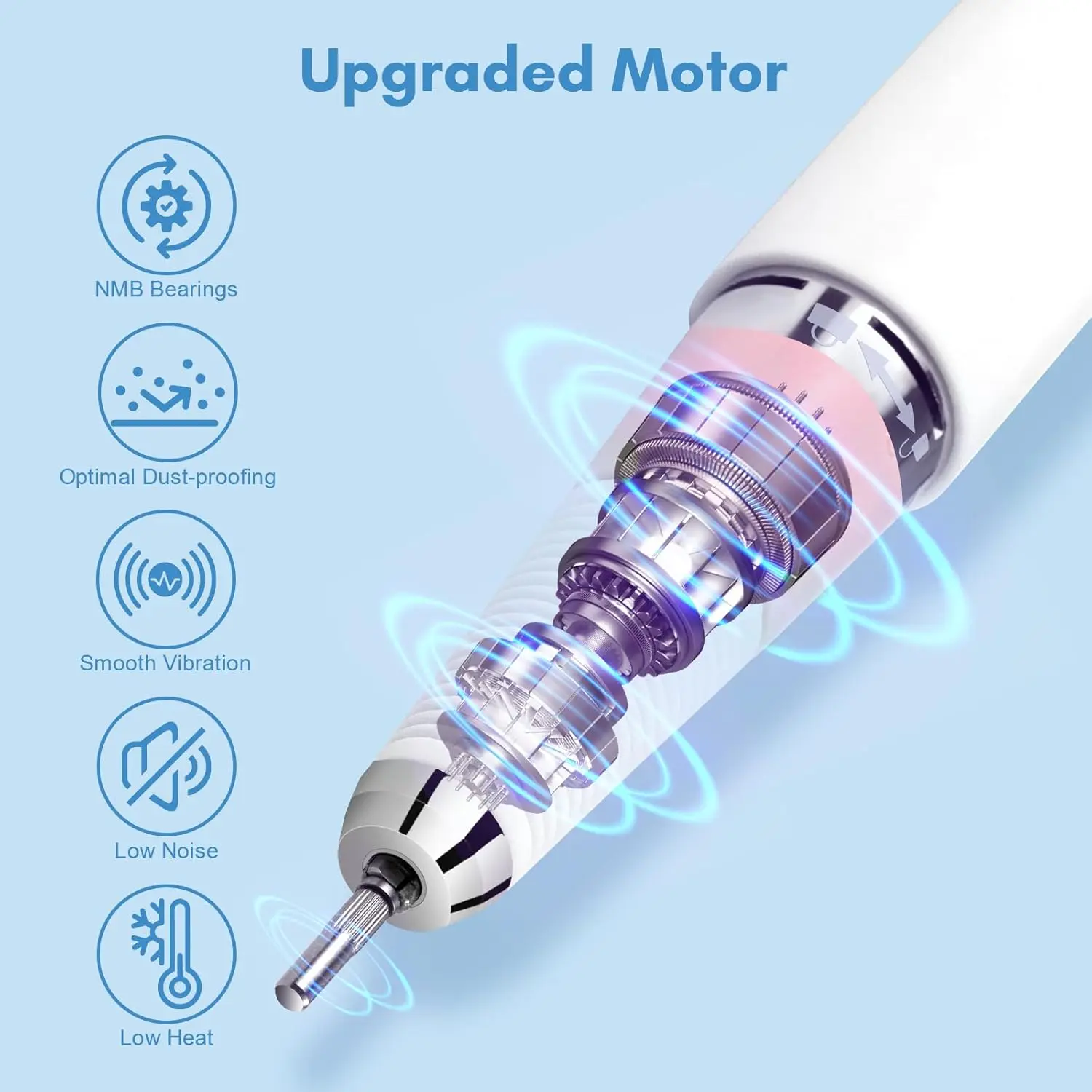 مثقاب أظافر كهربائي قابل لإعادة الشحن - مبرد إلكتروني محمول 30000 دورة في الدقيقة مع لقم وأشرطة للتقليم #2