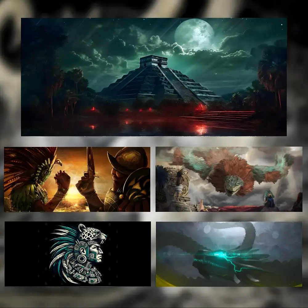 Myth M-Mayan Civilization Quetzalcoatl Mouse Pad Large Thick Desk Pad Stitched Edges Gaming Mouse Mat for PC