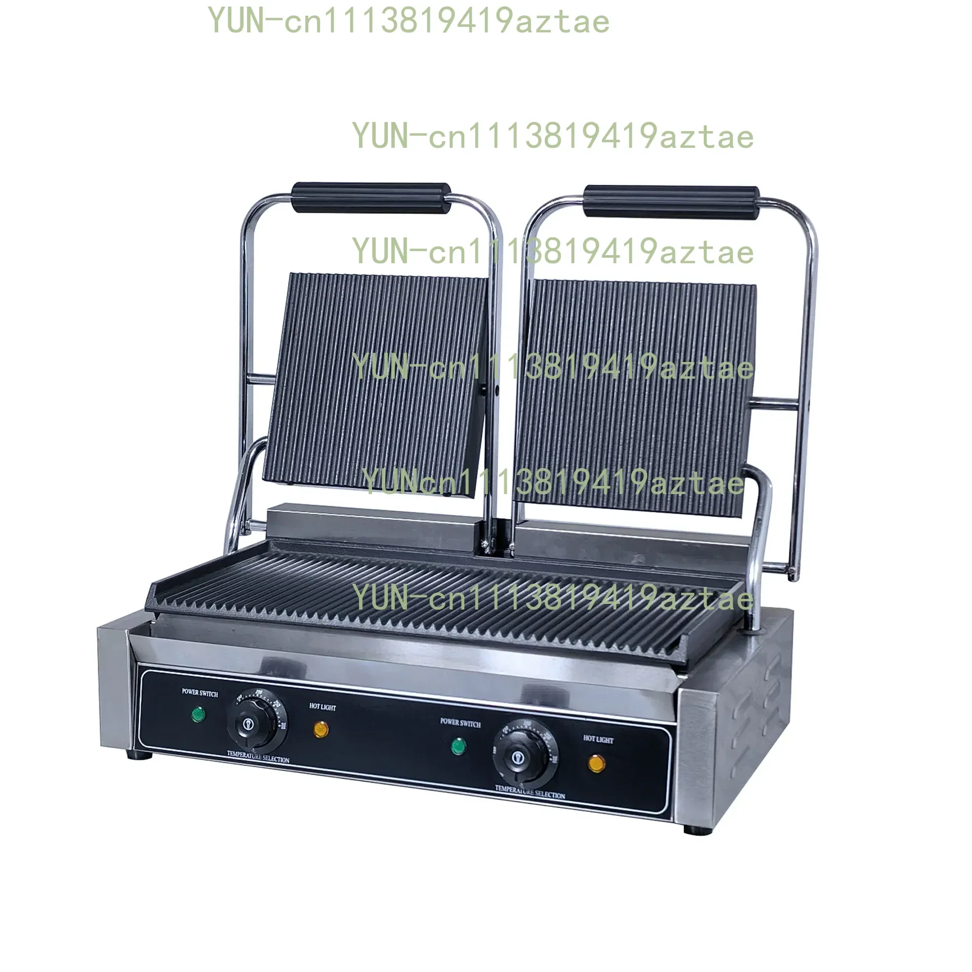 Electric Double Head Plate Grilling Furnace Commercial Frying Machine Panini Grilling Machine Striped Frying Steak Machine