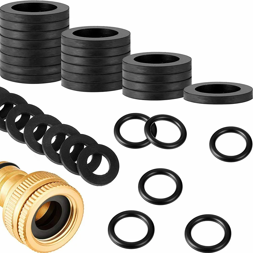 Rubber Washers Seals Shower Hose Washers 1/2 Inch Black Flat Rubber Washers Assortment Kit Tap Sealing Rings Rubber Hose Washer