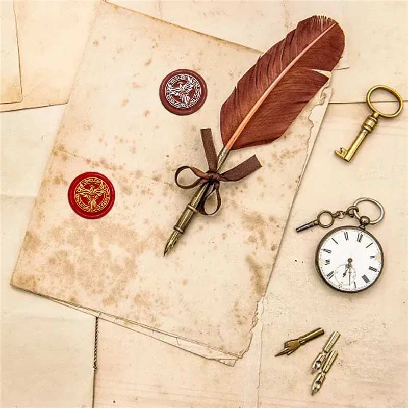 1Set Wax Seal Stamp Phenix Sealing Wax Stamp Vintage Retro Classical Stamp Wax Seal with 30mm Removable Brass Head