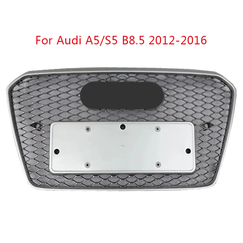 

For RS5 Style Front Sport Hex Mesh Honeycomb Hood Grill Silver For Audi A5/S5 B8.5 2012 2013 2014 2015 2016