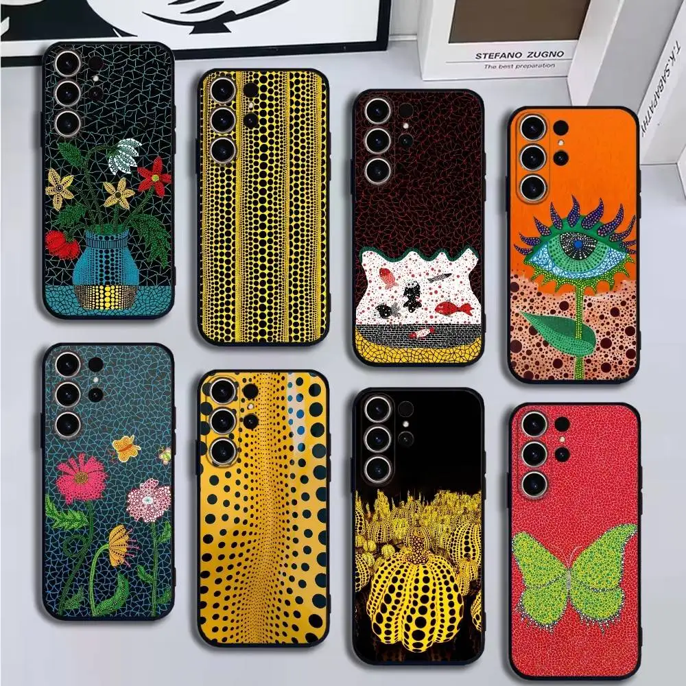 

Yayoi Kusama Pumpkin Phone Case For SamsungS25,24,21,22,23,30,Ultra,20,Plus,Fe,Lite,Note,10,9,Soft Black Cover